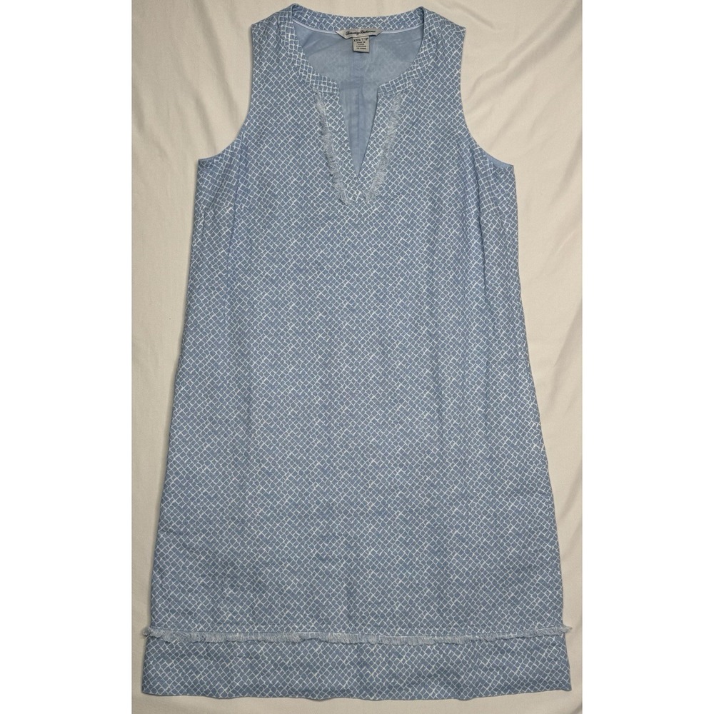 Tommy Bahama Two Palms Bay Breeze Linen Blue Shift Dress Size XXS Beach Summer